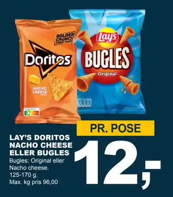 Let-Køb LAY’S DORITOS NACHO CHEESE ELLER BUGLES tilbud