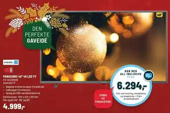 Panasonic 40" 4K LED TV TX-40JX820E