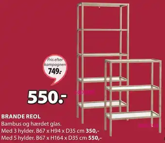 JYSK Brande Reol B67 x H164 x D35 cm tilbud