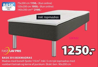 JYSK Basic B15 Boxmadras tilbud