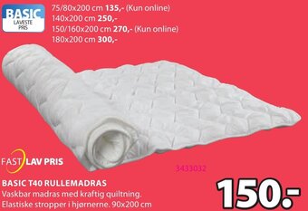 JYSK Basic T40 Rullemadras tilbud