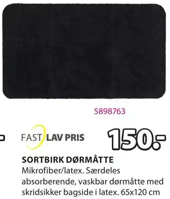 JYSK Sortbirk Dørmåtte 65X120 CM tilbud