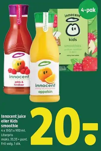 Coop 365 Innocent juice eller Kids smoothie tilbud