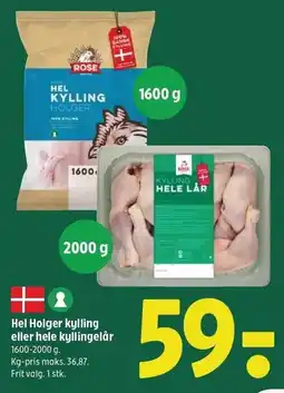 Coop 365 Hel Holger kylling eller hele kyllingelår 1600-2000 g tilbud