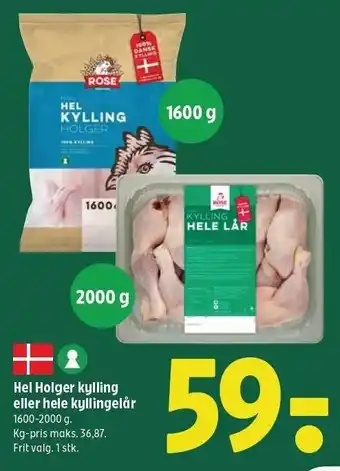 Coop 365 Hel Holger kylling eller hele kyllingelår 1600-2000 g tilbud