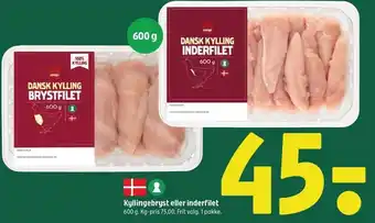 Coop 365 Kyllingebryst eller inderfilet 600 g tilbud