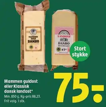 Coop 365 Mammen guldost eller klassisk dansk landost tilbud