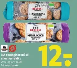 Coop 365 365 økologiske müsli- eller havrekiks tilbud