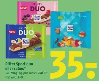 Coop 365 Ritter Sport duo eller cubes tilbud