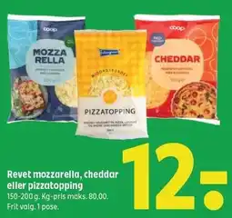 Coop 365 Revet mozzarella, cheddar eller pizzatopping tilbud