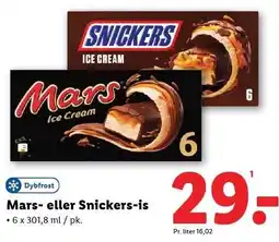 Lidl Mars- eller Snickers-is 6 x 601,8 ml tilbud