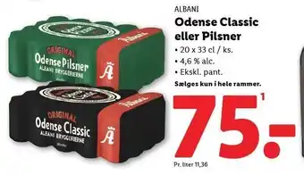 Lidl Odense Classic eller Pilsner 20 x 33 cl tilbud