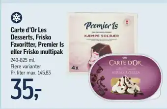 Føtex Carte d'Or Les Desserts, Frisko Favoritter, Premier Is eller Frisko multipak tilbud