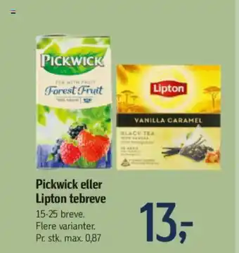 Føtex Pickwick eller Lipton tebreve tilbud