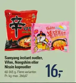 Føtex Samyang instant nudler, Vifon, Nongshim eller Nissin kopnudler tilbud