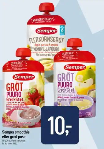 Føtex Semper smoothie eller grød pose tilbud