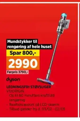 Power dyson LEDNINGSFRI STØVSUGER V12ORIGIN tilbud