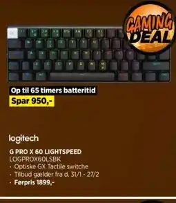 Power Logitech g pro x 60 lightspeed logprox60lsbk tilbud