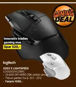 Power Logitech g502 x lightspeed logg502xlsbkc tilbud