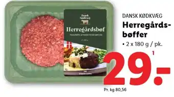 Lidl DANSK KØDKVÆG Herregårds- bøffer tilbud