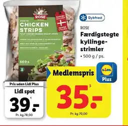 Lidl ROSE Færdigstegte kyllinge- strimler tilbud