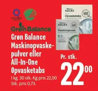 Min Købmand Grøn Balance Maskinopvaske- pulver eller All-In-One Opvasketabs tilbud