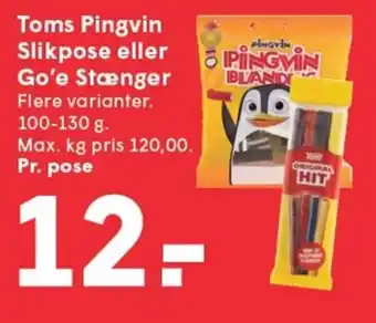 SPAR Toms Pingvin Slikpose eller Go'e Stænger tilbud