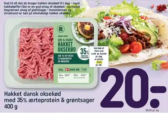 REMA 1000 REMA 1000 Hakket dansk oksekød med 35% ærteprotein & grøntsager tilbud