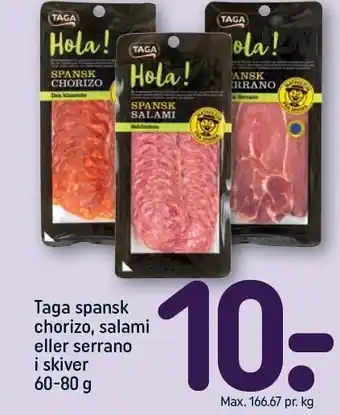 REMA 1000 Taga spansk chorizo, salami eller serrano i skiver tilbud