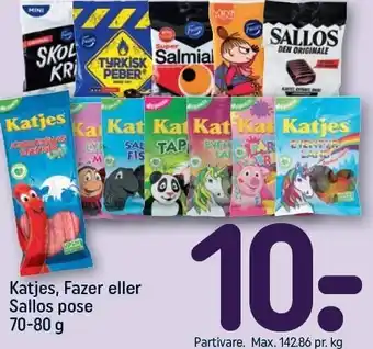 REMA 1000 Katjes, Fazer eller Sallos pose 70-80 g tilbud