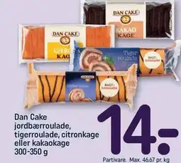 REMA 1000 Dan Cake jordbærroulade, tigerroulade, citronkage eller kakaokage tilbud