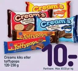 REMA 1000 Creams kiks eller toffypops tilbud