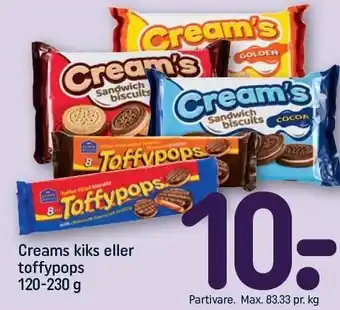 REMA 1000 Creams kiks eller toffypops tilbud