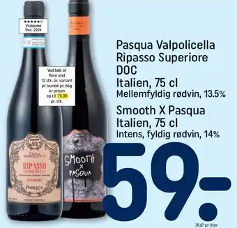 REMA 1000 Pasqua Valpolicella Ripasso Superiore DOC italien,75 cl tilbud