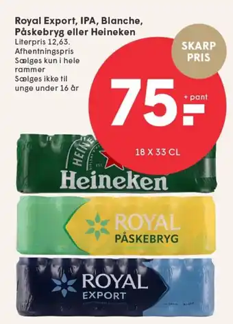 SPAR Royal Export, IPA, Blanche, Påskebryg eller Heineken tilbud