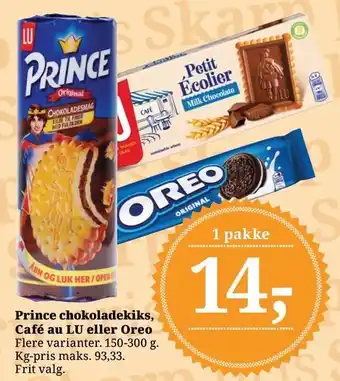 Dagli'Brugsen Prince chokoladekiks, Café au LU eller Oreo tilbud