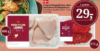 Dagli'Brugsen Coop kyllingelårmix eller marineret kyllingebryst tilbud