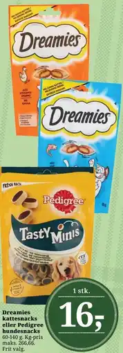 Dagli'Brugsen Dreamies kattesnacks eller Pedigree hundesnacks tilbud