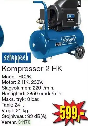 Harald Nyborg SCHEPPACH Kompressor 2 HK tilbud