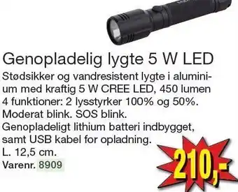 Harald Nyborg Genopladelig lygte 5 W LED tilbud