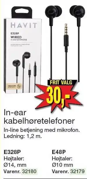 Harald Nyborg In-ear kabelhøretelefoner E328P eller E48P tilbud