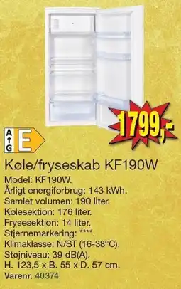 Harald Nyborg Køle/fryseskab KF190W tilbud