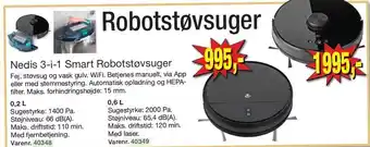 Harald Nyborg Nedis 3-i-1 Smart Robotstøvsuger 0,2 L eller 0,6 L tilbud