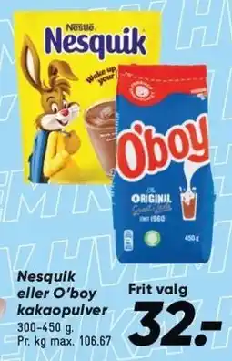 Nesquik eller O'boy kakaopulver
