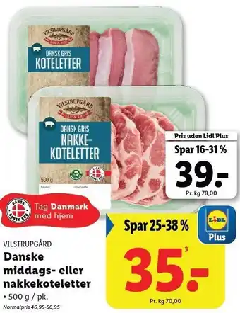 Lidl Danske middags- eller nakkekoteletter tilbud