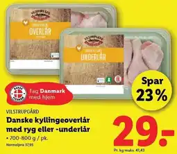 Lidl Danske kyllingeoverlår med ryg eller -underlår tilbud