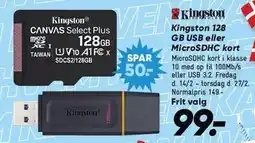Bilka Kingston 128 GB USB eller MicroSDHC kort tilbud