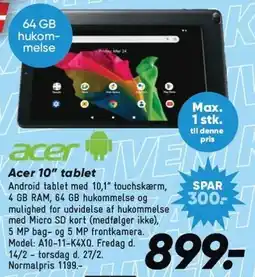 Bilka Acer 10'' tablet tilbud