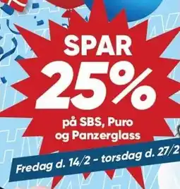 Bilka SPAR 25% på SBS, Puro og Panzerglass tilbud