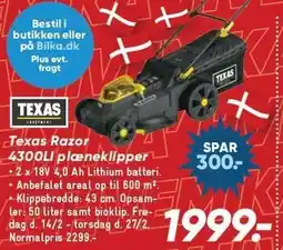 Bilka Texas Razor 4300LI plæneklipper tilbud